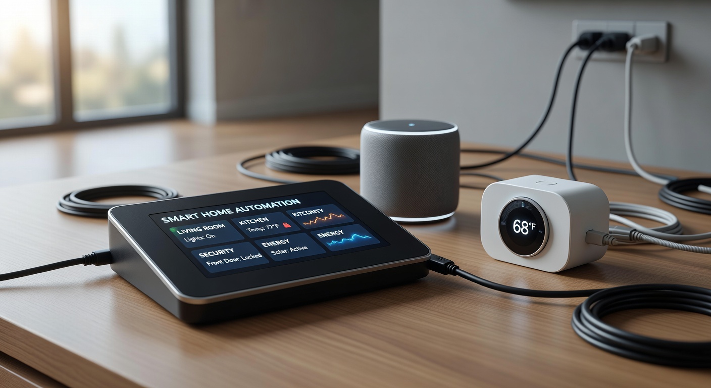 smart home automation technology close-up, detaile...